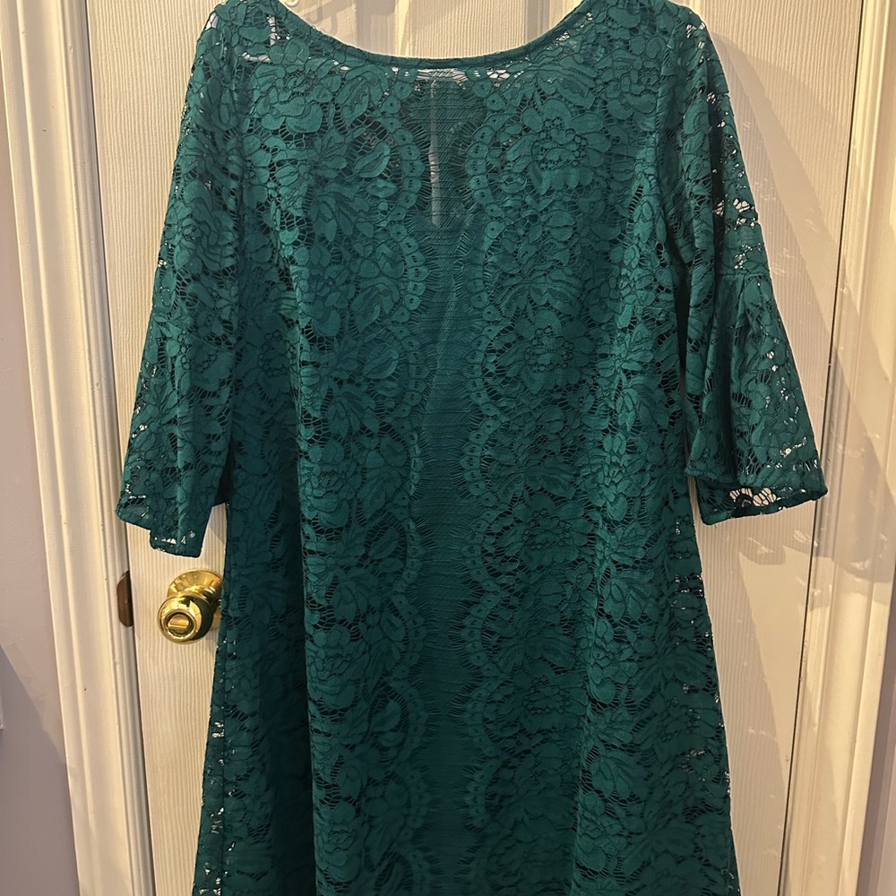 Gabby Skye Green Long Sleeve Lace Dress